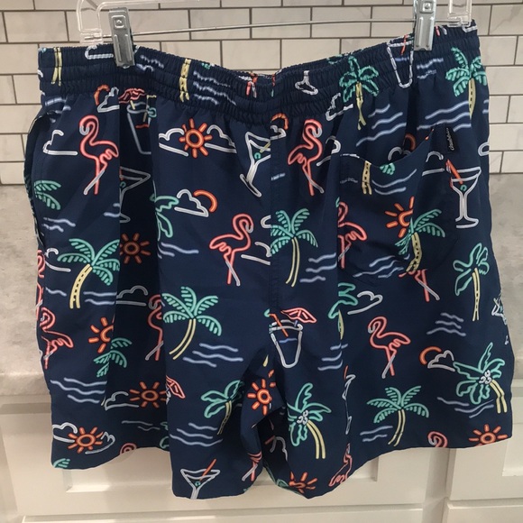 Chubbies Swim Trunks Mens XXL Blue Electric Avenue Tropical Shorts Lined Surf - Picture 4 of 10